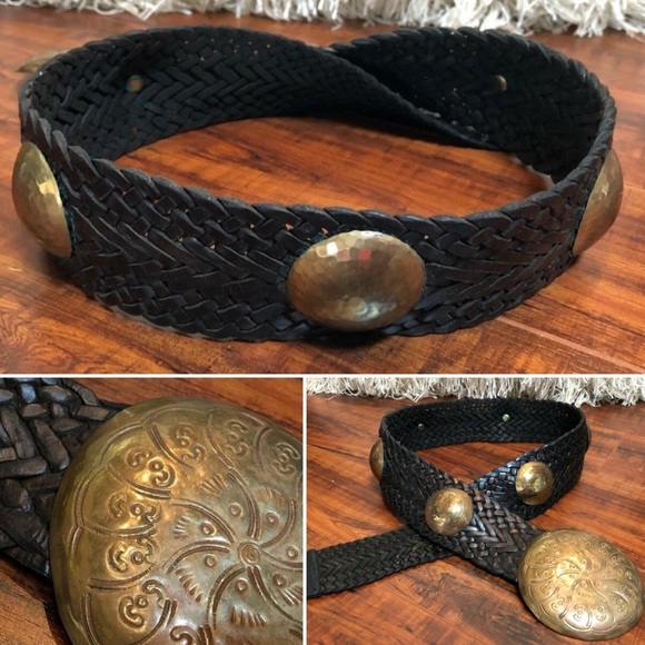 Vintage Leather BoHo Hammered Disc Belt main image 4